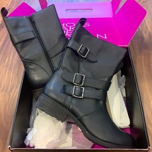 Black ankle boots. Never worn outside.
